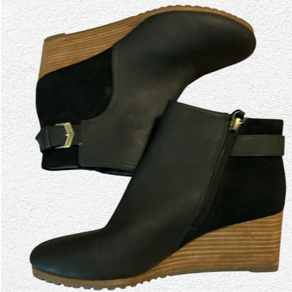 🌸DR SCHOLL’S CAMEO LEATHER-SUEDE WEDGE BOOTS
